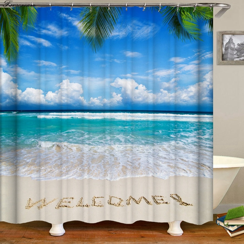 Digital printing shower curtain
