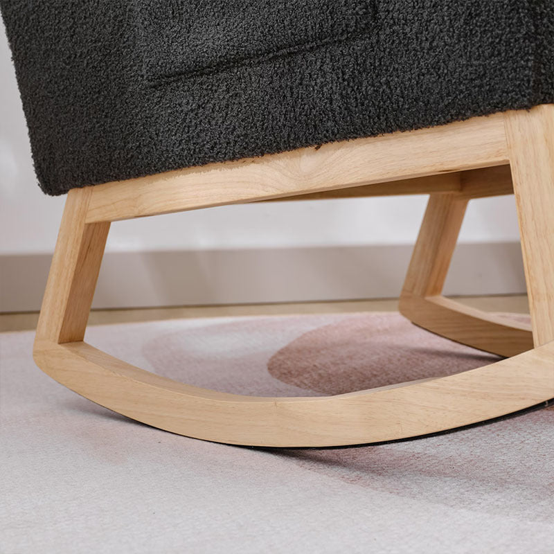 Modern Accent Rocking Chair Rocking Chair With Solid Wood Legs, Upholstered Nursery Glider Rocker, Comfy Armchair With Side Pocket, Living Room Lounge Arm Chair With High Backrest NO TEMU