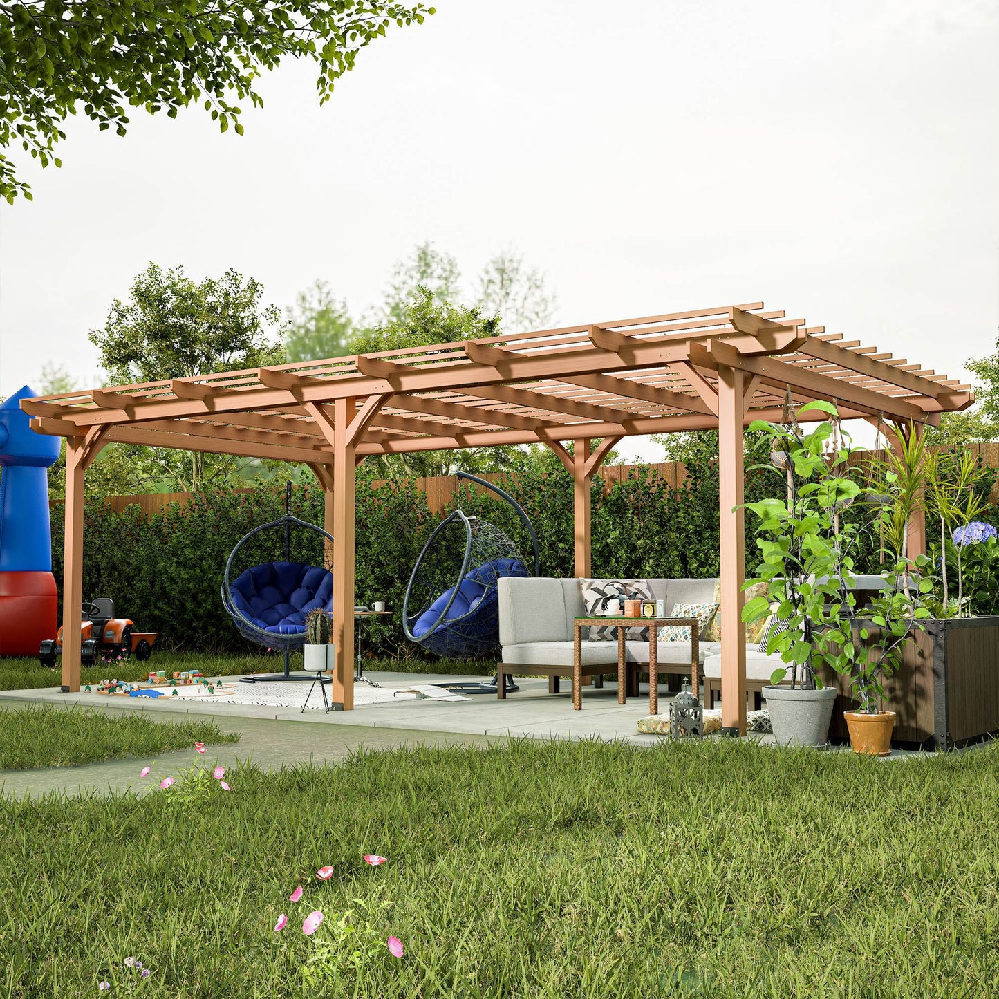 Outdoor Wood Pergola, Wooden Patio Pergola Gazebo For Climbing Plant Support, Garden,Brown