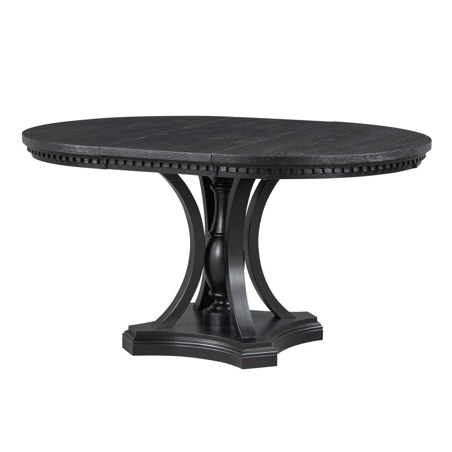 5-piece Dining Set Extendable Round Table and 4 Chairs for Kitchen Dining Room - Black Oak