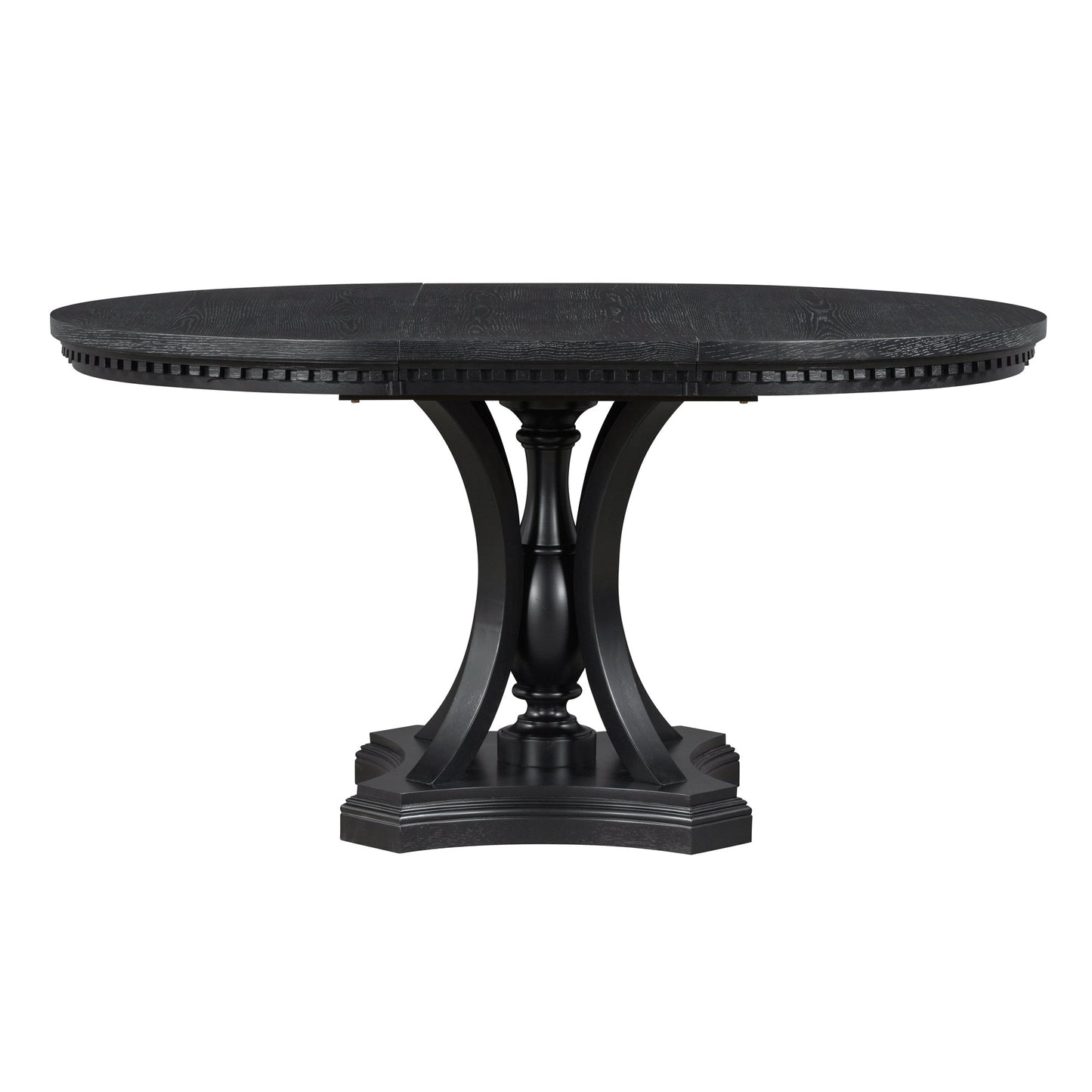 5-piece Dining Set Extendable Round Table and 4 Chairs for Kitchen Dining Room - Black Oak