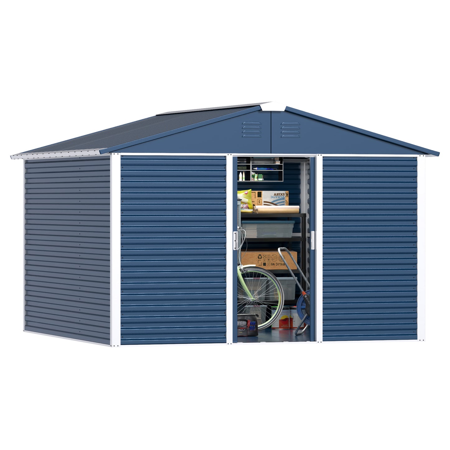 Gold Frame Steel Outdoor Storage Shed