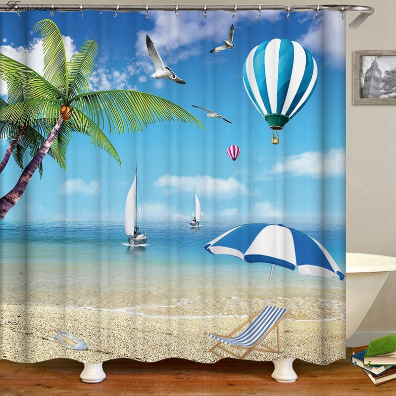 Digital printing shower curtain