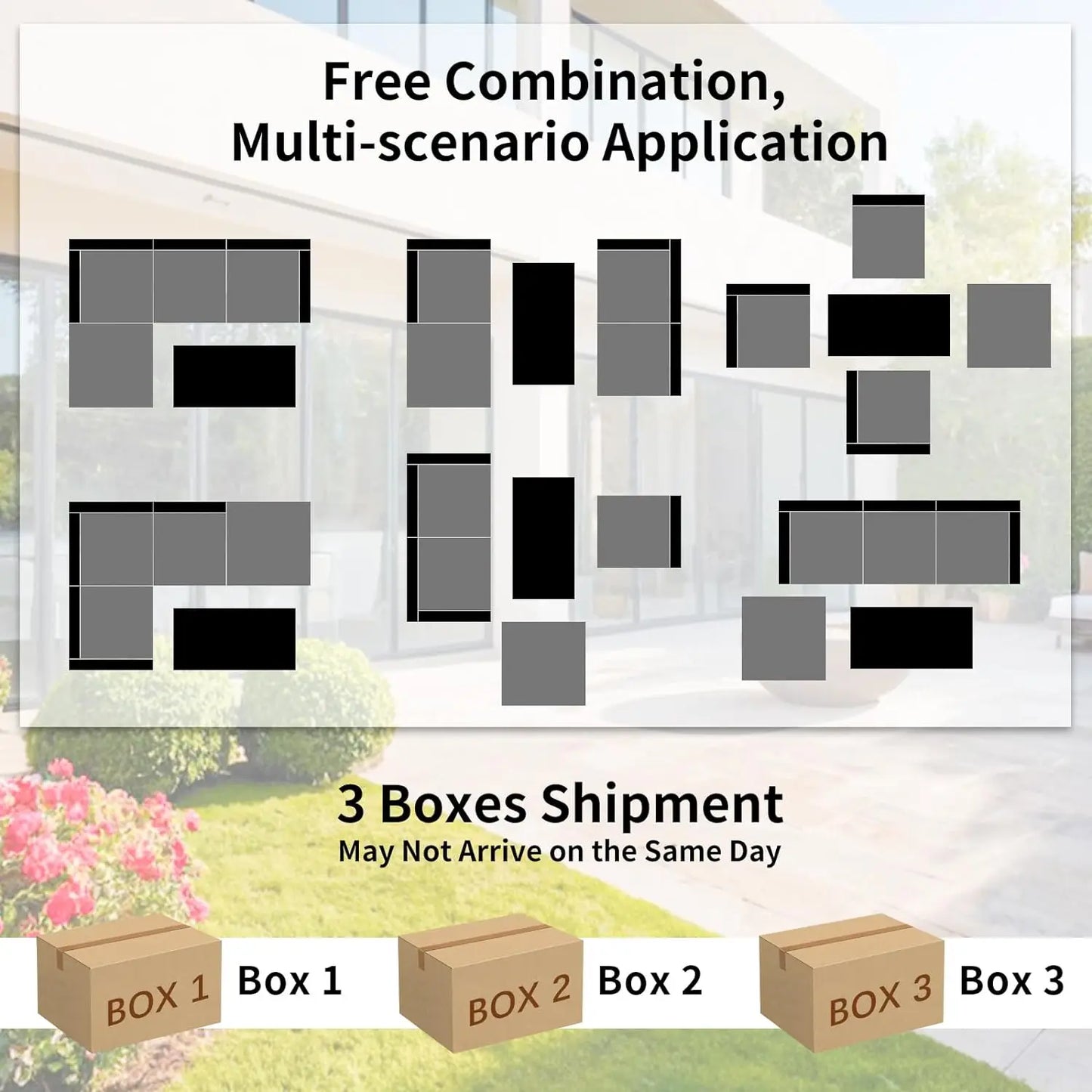 Polyrattan Lounge Sofa for 4-5 People 5PCS Outdoor Furniture Rattan Garden Corner Sofa Set Patio Coffee Table Cushions Pillows