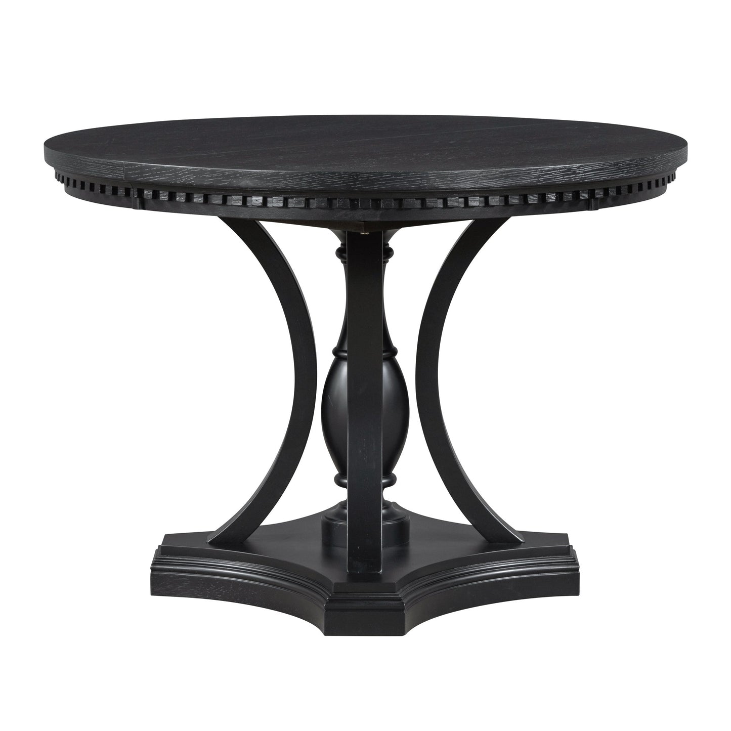 5-piece Dining Set Extendable Round Table and 4 Chairs for Kitchen Dining Room - Black Oak