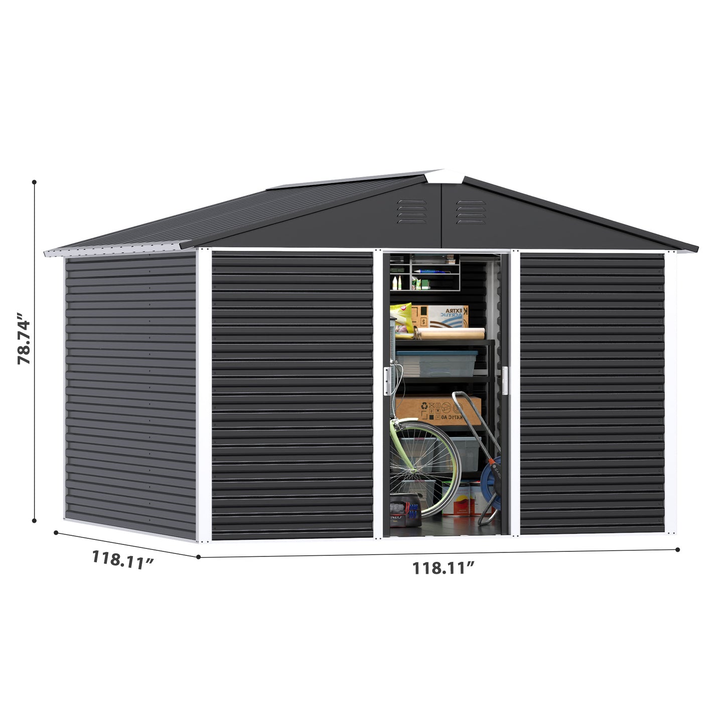 Gold Frame Steel Outdoor Storage Shed