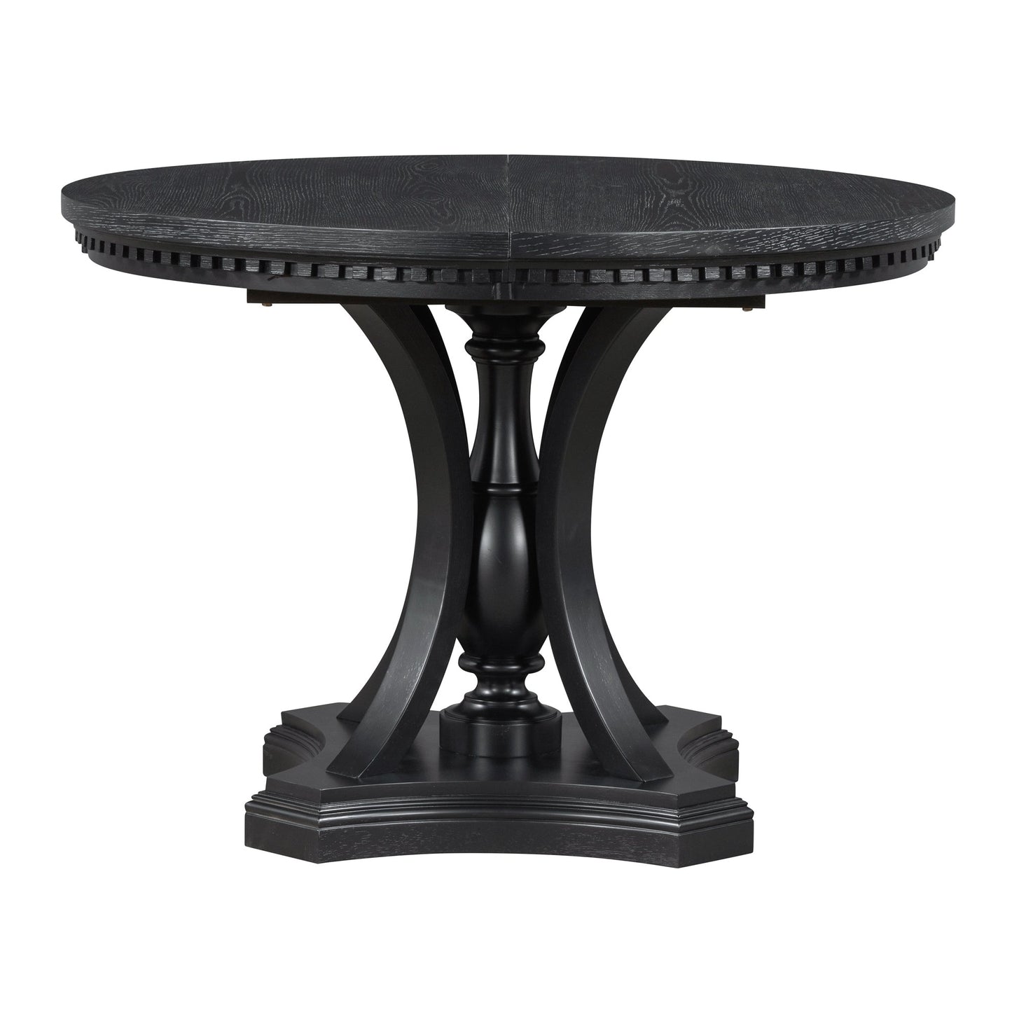 5-piece Dining Set Extendable Round Table and 4 Chairs for Kitchen Dining Room - Black Oak