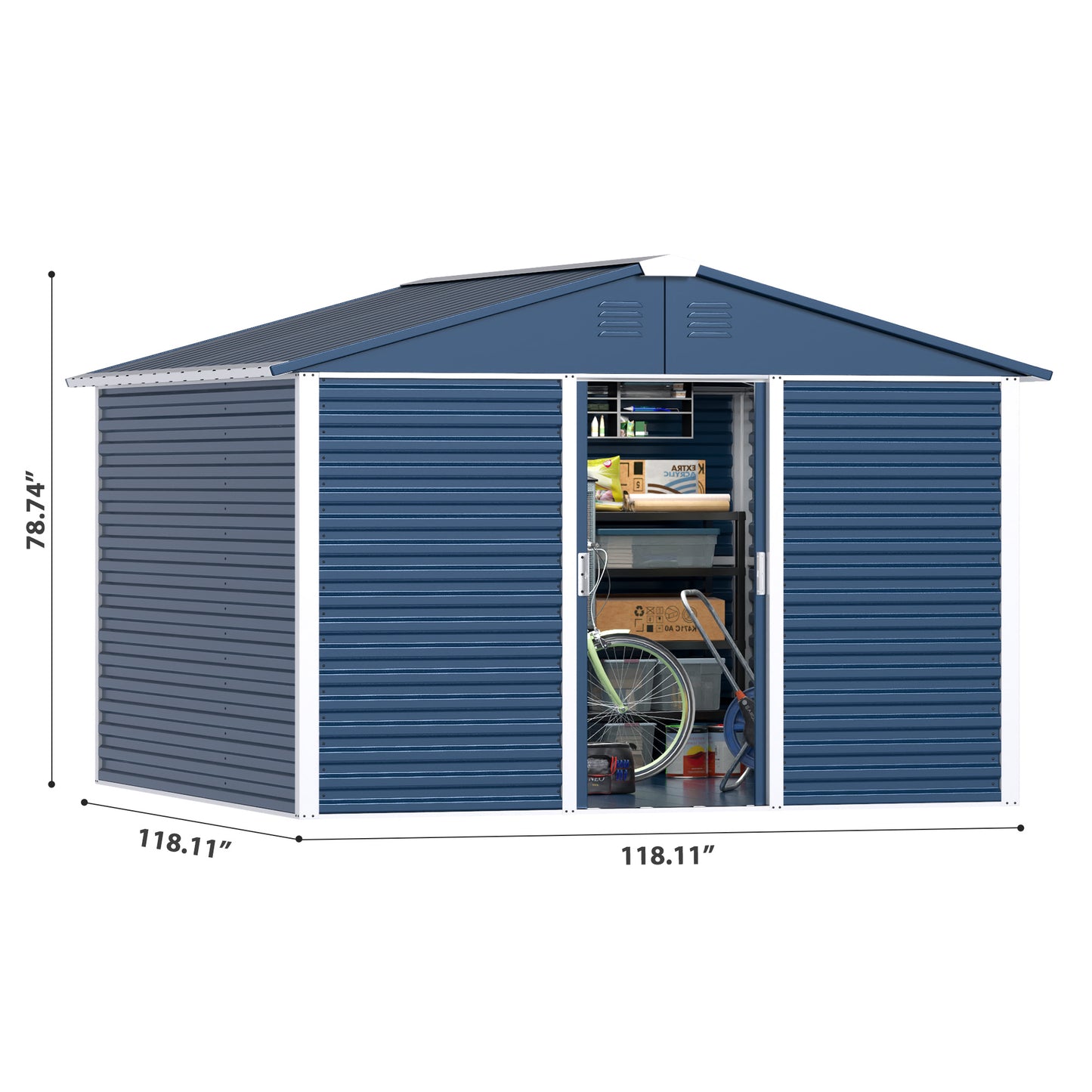 Gold Frame Steel Outdoor Storage Shed