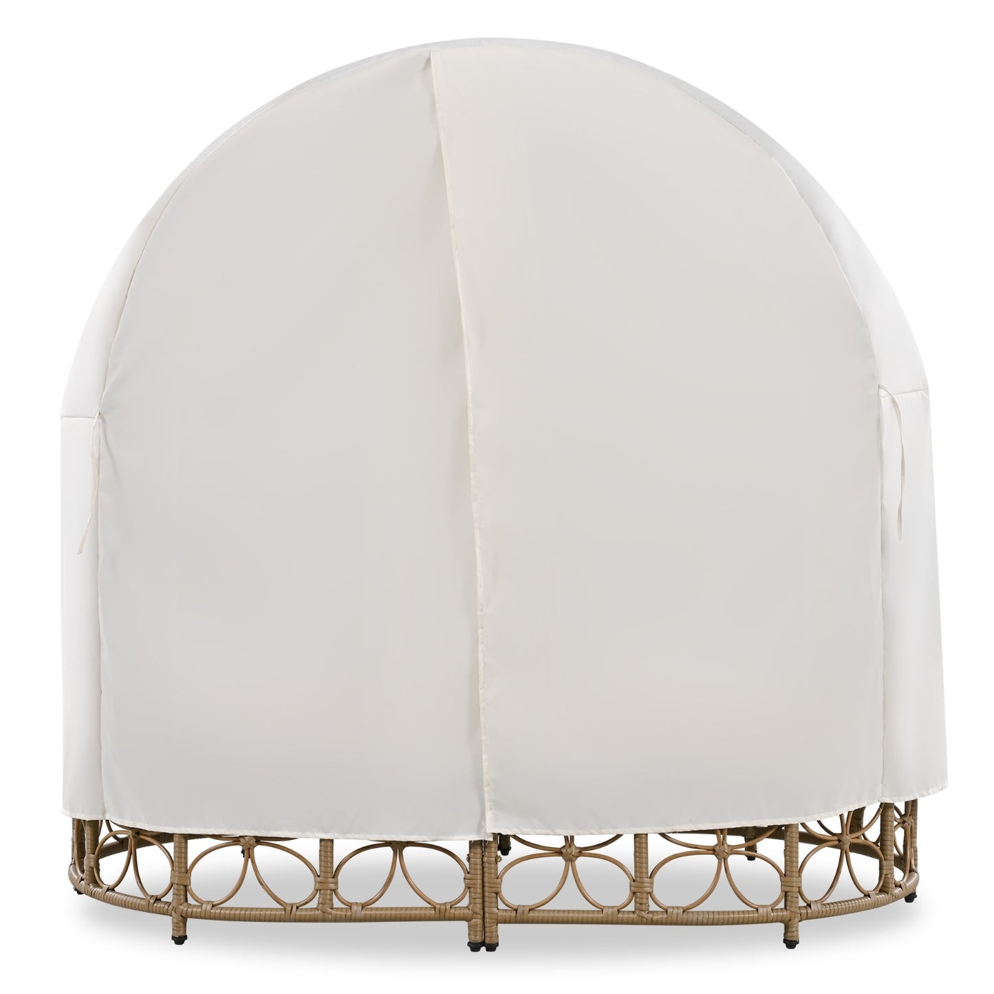 GO 59.8  Daybed Outdoor Sunbed With Colorful Pillows, Wicker Patio Daybed With Curtain, Floral Patte