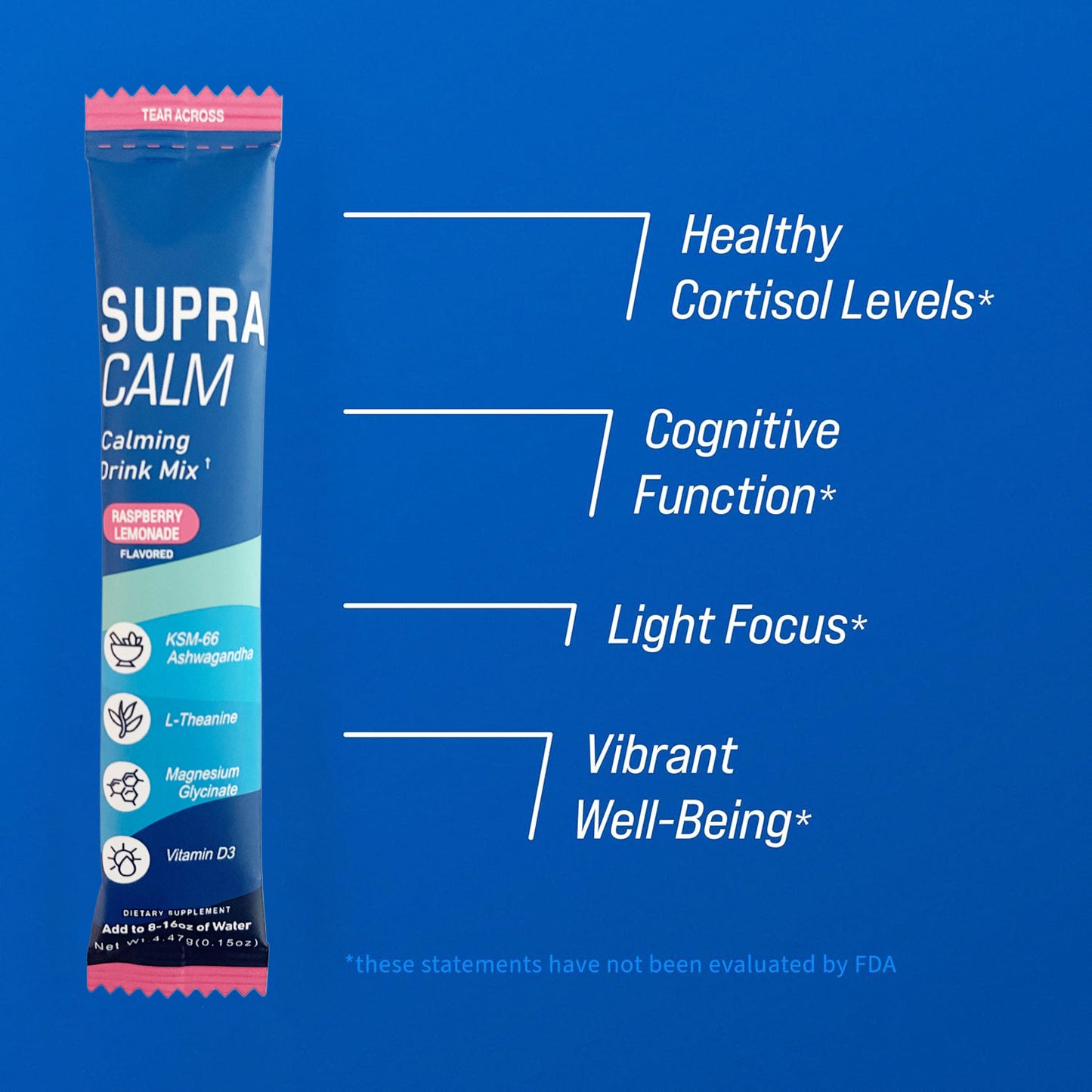 Nello Supercalm Powdered Drink Mix, Raspberry Lemonade, L Theanine, Ksm-66 Ashwagandha, Magnesium Glycinate, Vitamin D 3, Supplements For Relaxation & Focus, No Sugar, Non GMO, On The Go